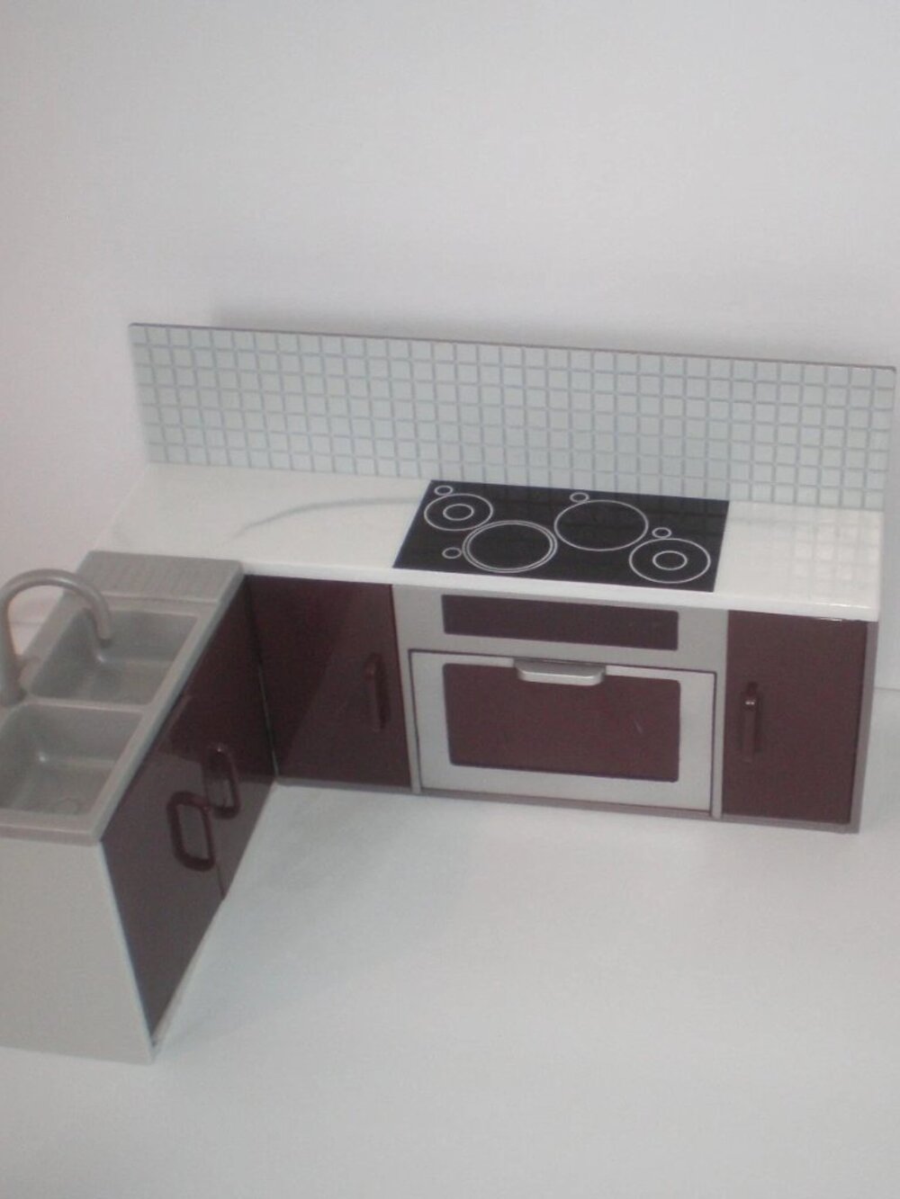LORI BATTAT 1:12 Modern Plastic Doll House Kitchen Fridge Stove Sink Oven Tile